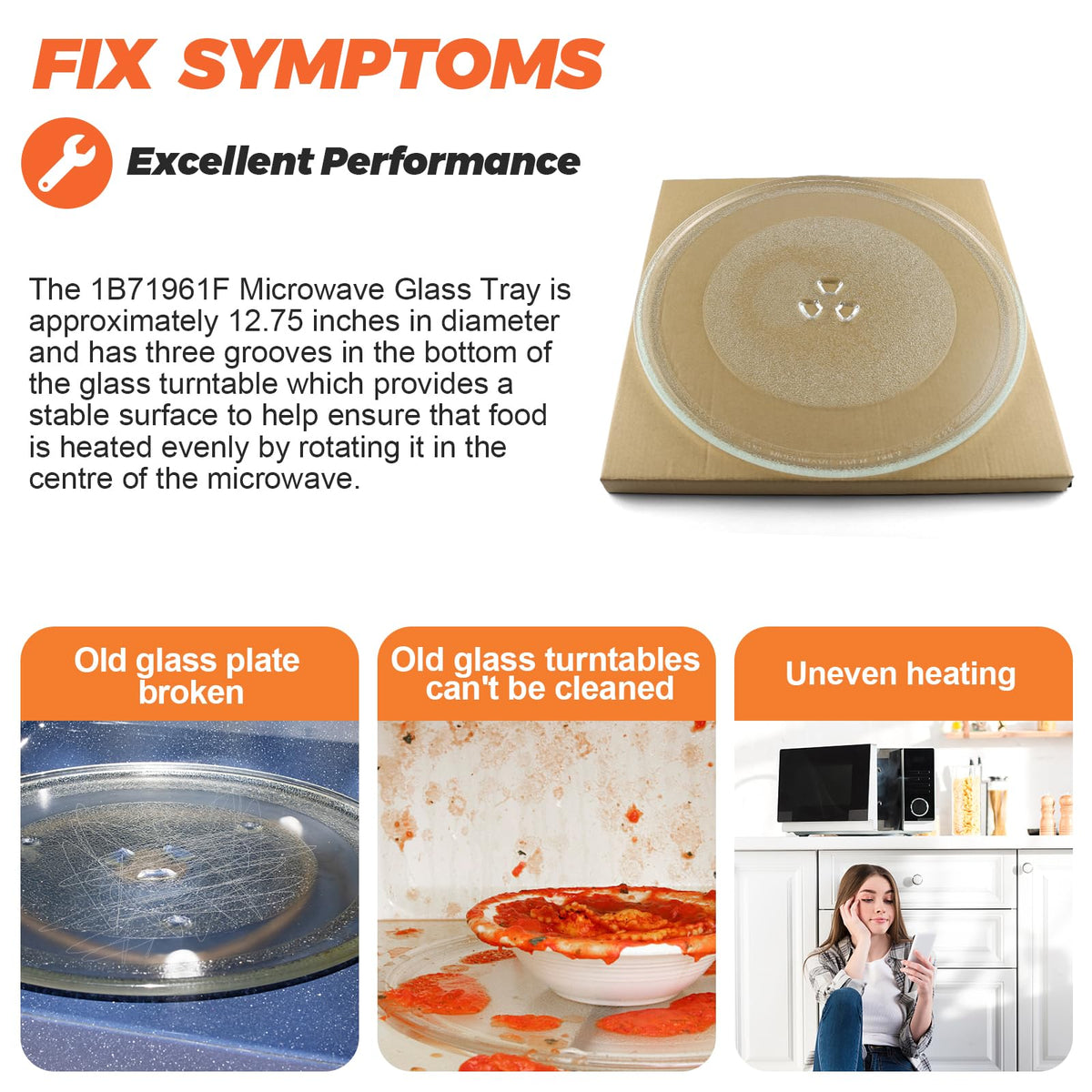 Beaquicy 12.75-inch glass turntable is easy to wipe clean and dishwasher safe.