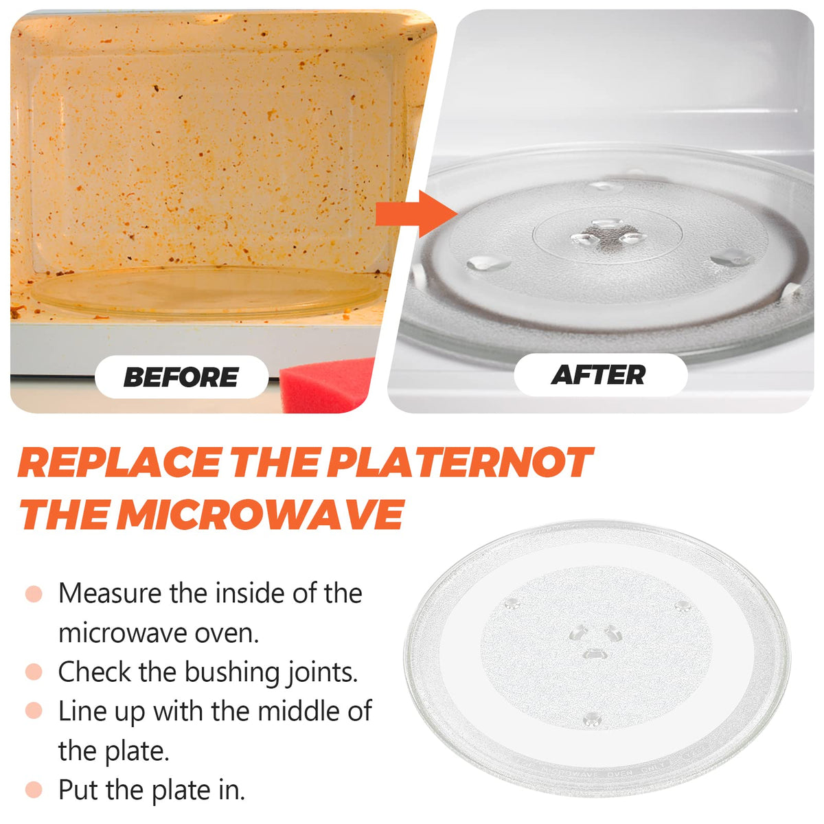 Beaquicy replacement turntable helps prevent uneven heating and spills during meals.