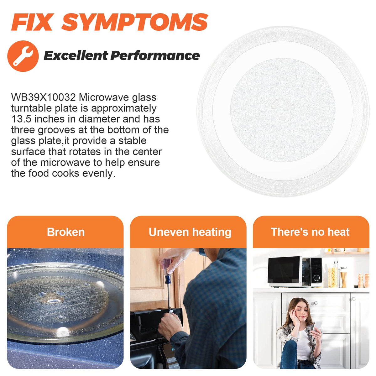 Beaquicy compatible turntable fits GE/Hotpoint models for reliable performance.