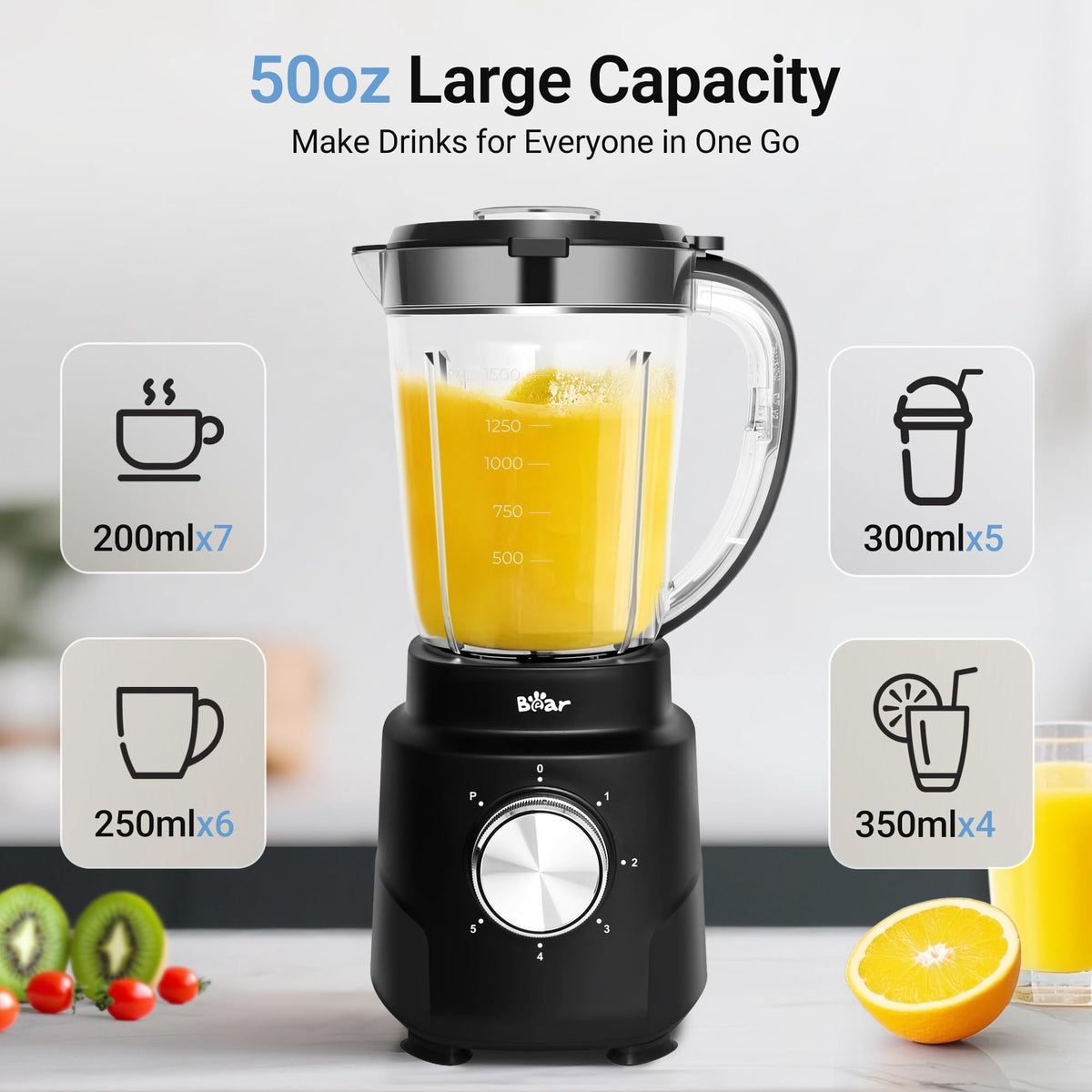 Bear 800W blender 10-blade set frames powerful mixing and thorough texture