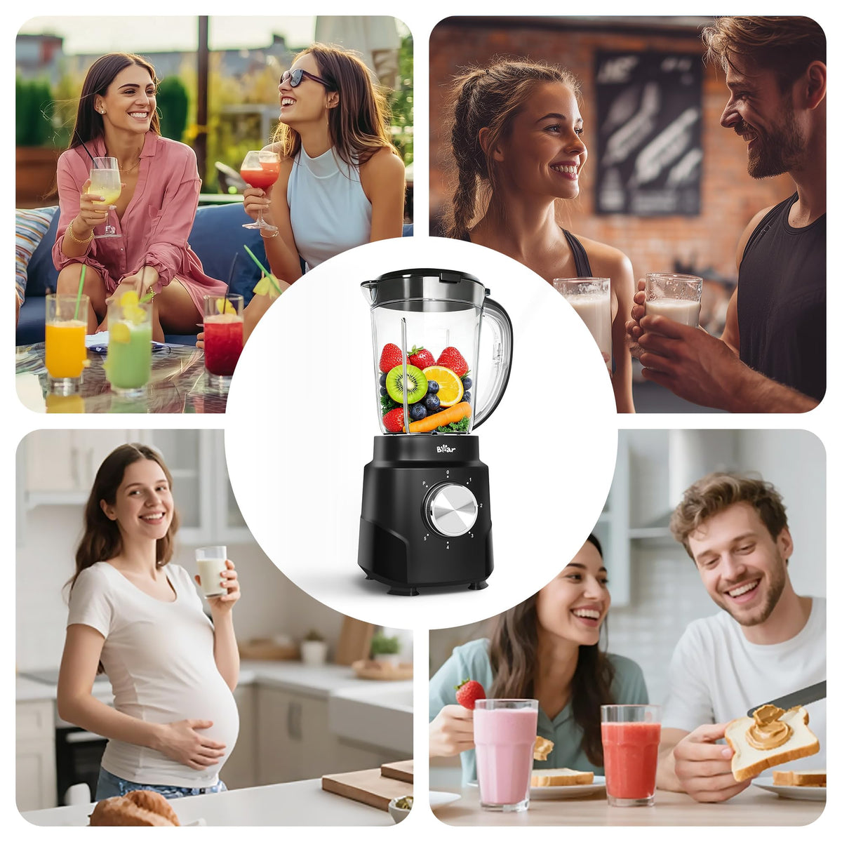 Bear blender includes motor base cup lid blades manual and warranty