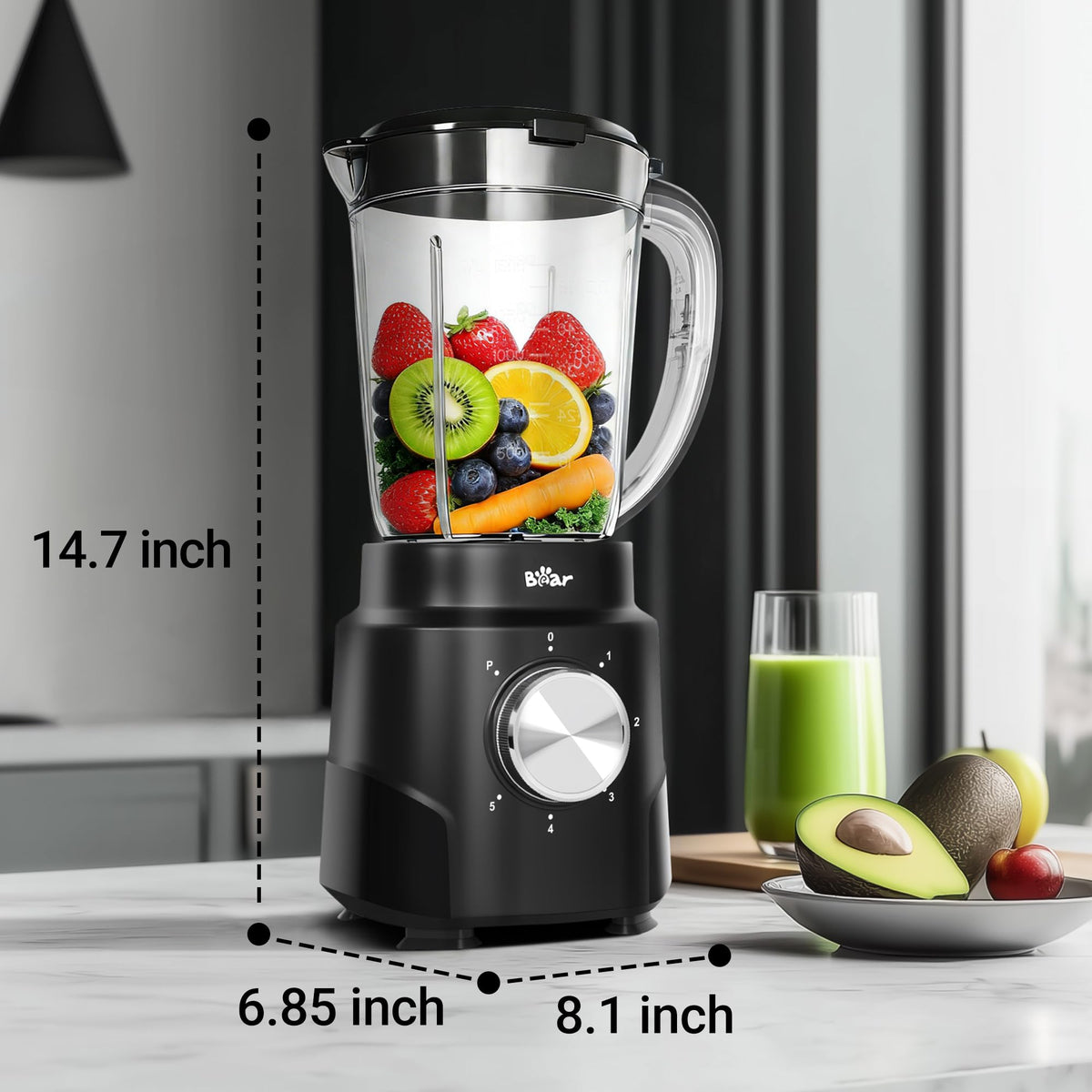 Bear blender in kitchen setup ready for smoothies ice and purees