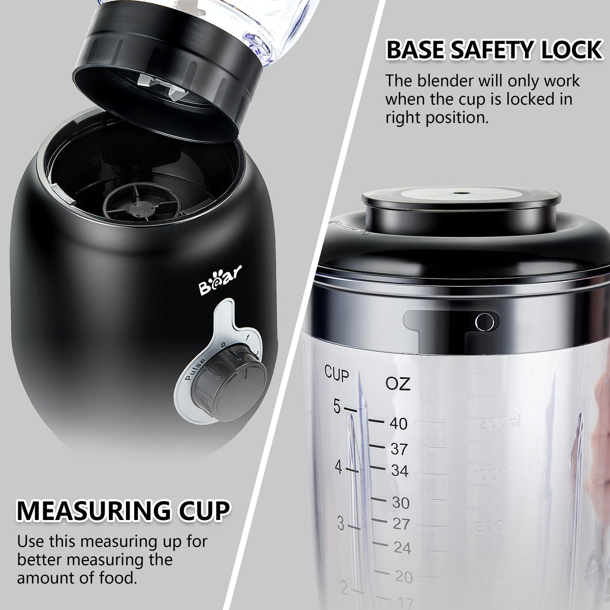 Bear Blender non-slip base enhances stability and reduces noise