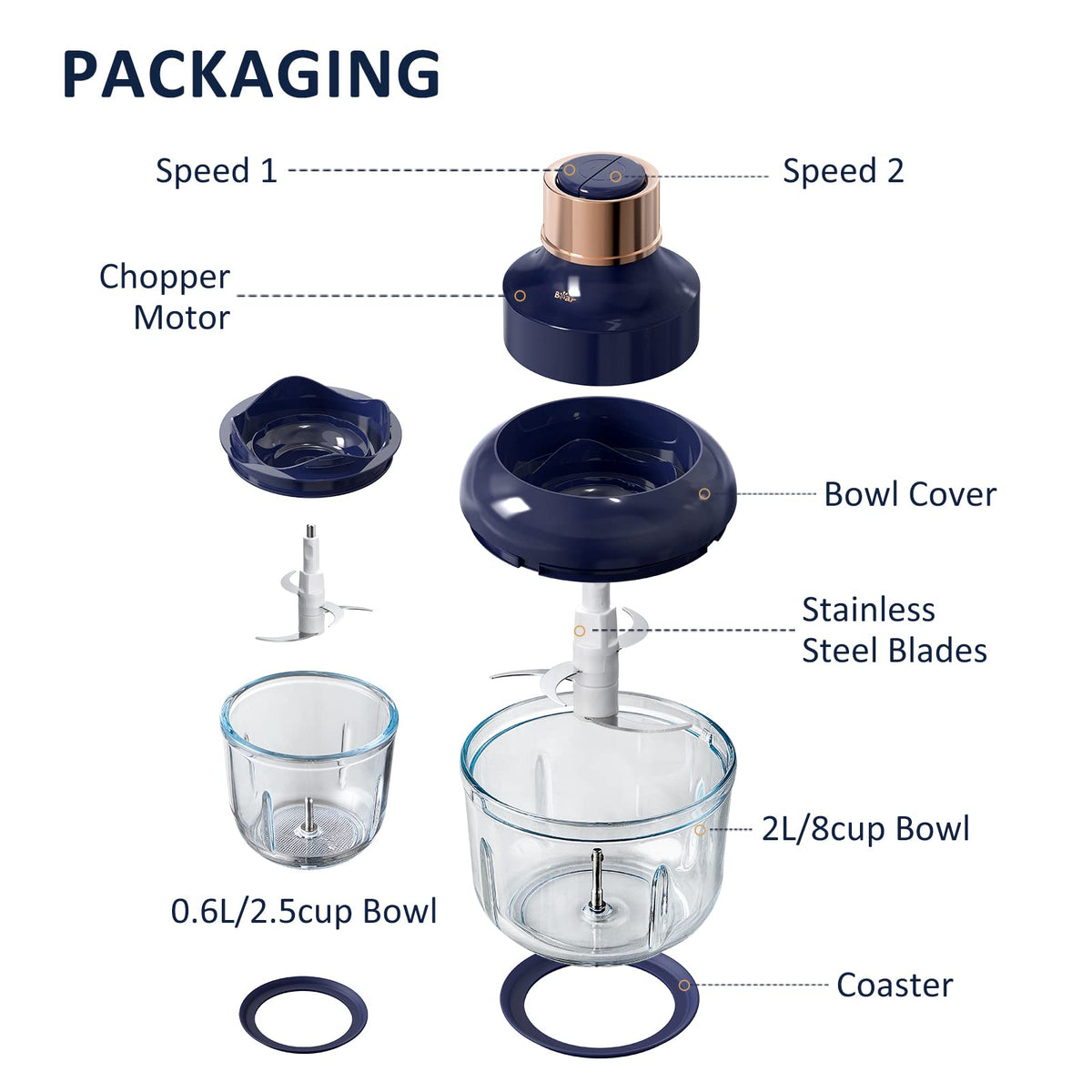 Bear Food Processor borosilicate glass bowls easy to clean.