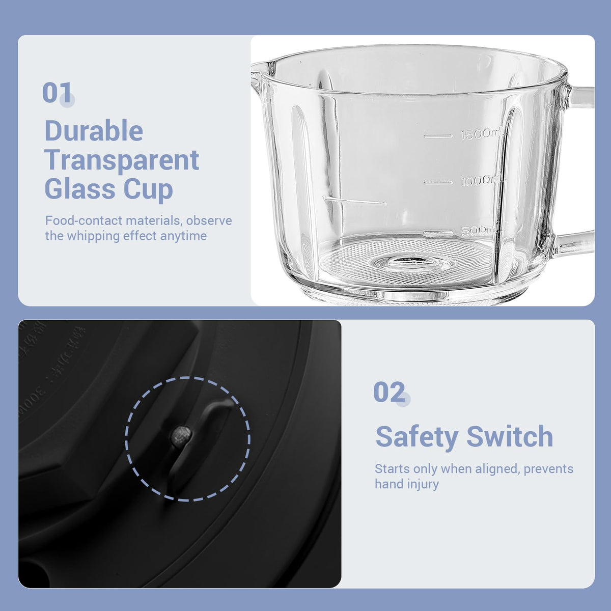 Bear Food Processor non-porous blade and shaftless cup for easy cleaning.