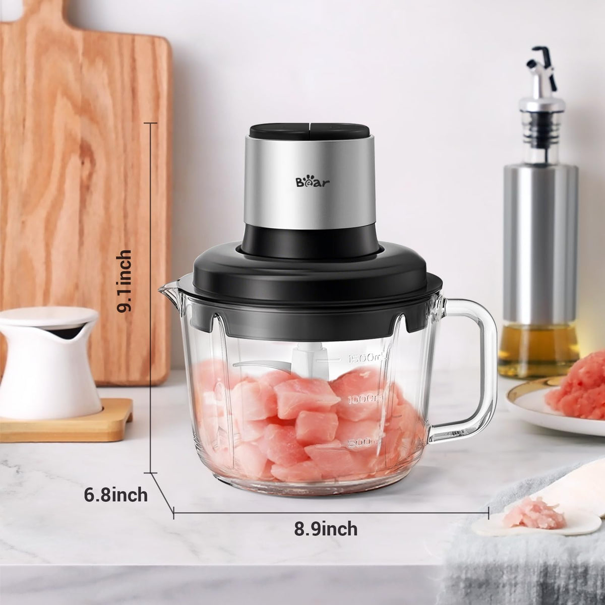 Bear Food Processor ideal for meat prep and bulk chopping tasks.