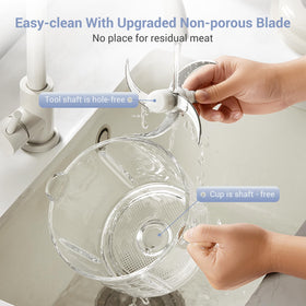 Bear Food Processor stainless steel blades enable versatile chopping.