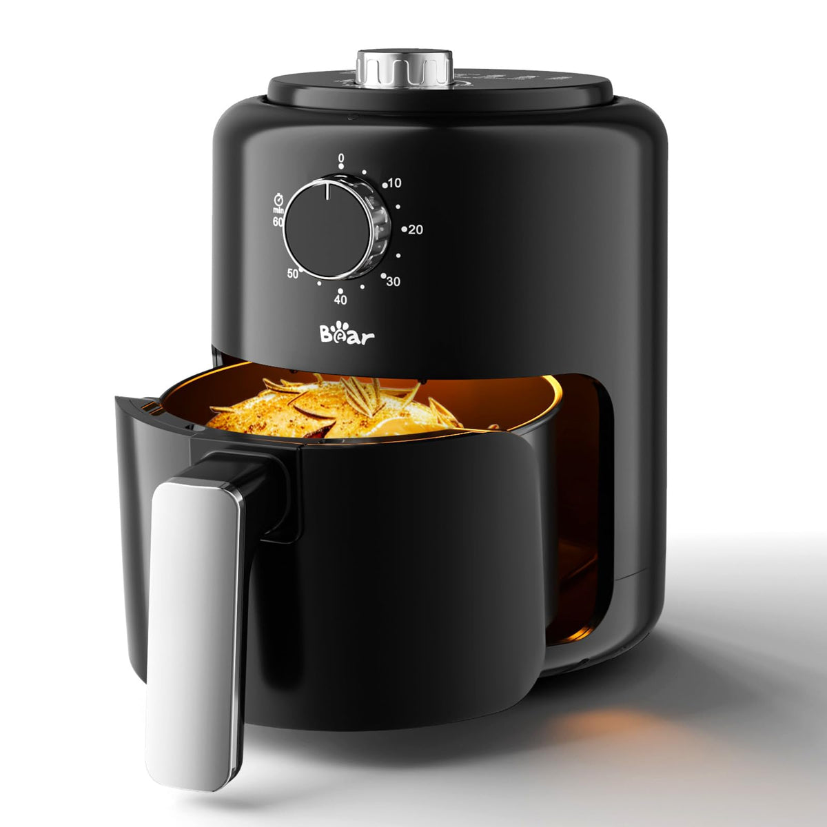 Bear Small Air Fryer control knobs for precise time and temperature adjustments.