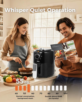 Bear Small Air Fryer quiet operation enables undisturbed cooking.