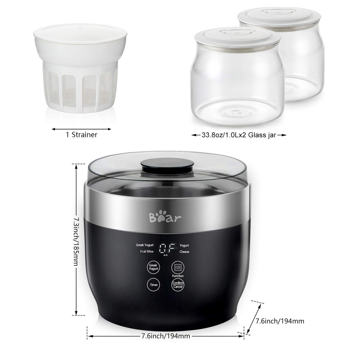 Bear Yogurt Maker compact design fits on most countertops.