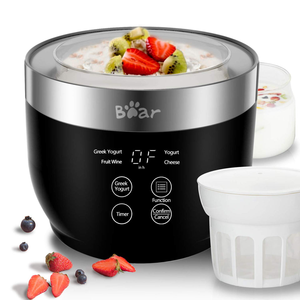 Bear Yogurt Maker stainless steel pot ensures even heating for creamy homemade yogurt.