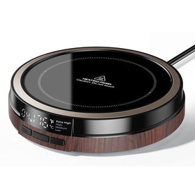Bearwind coffee mug warmer with smart display on desk keeps drinks warm for long.