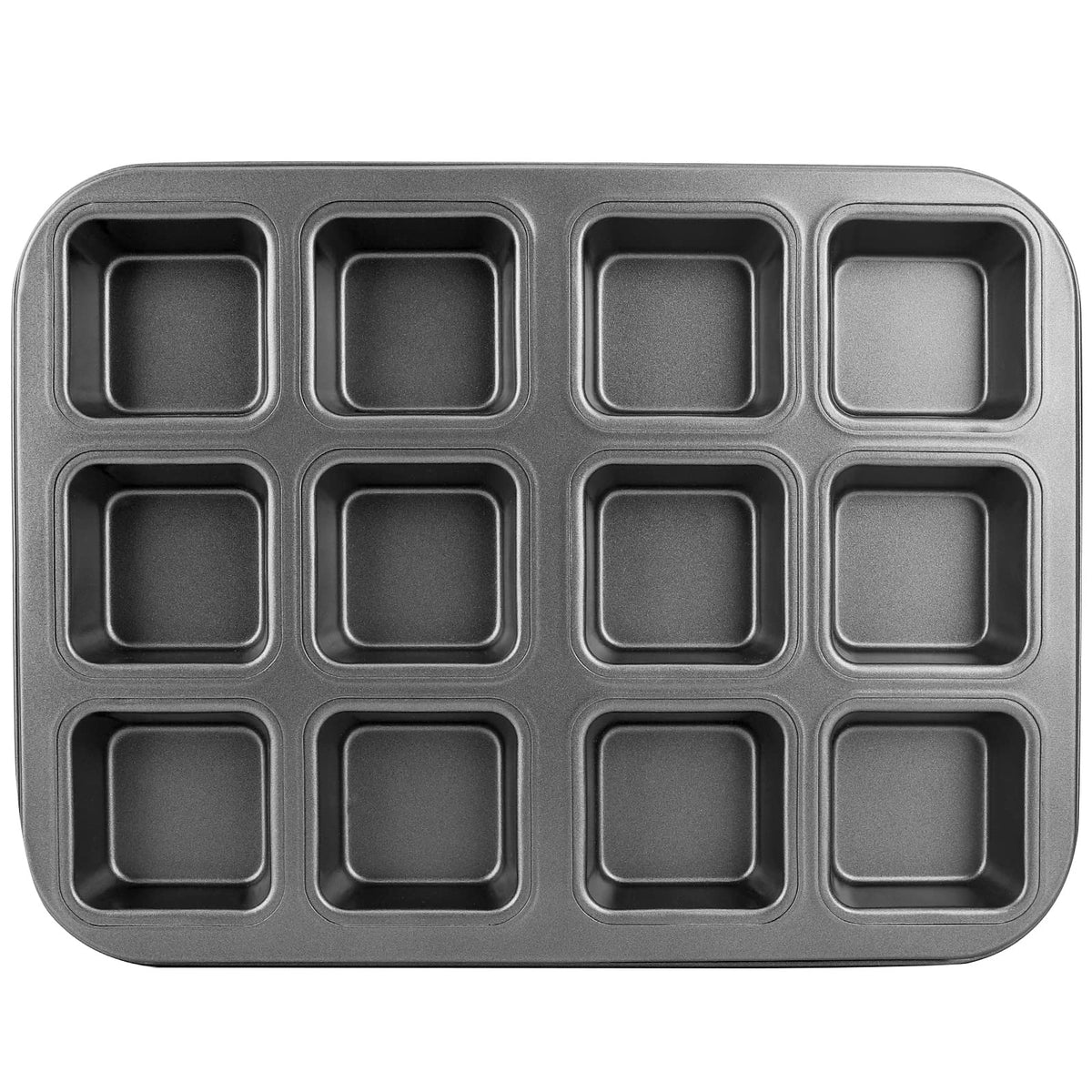 Beasea 12-cavity square brownie pan with dividers for precise portions.