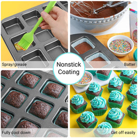 Beasea brownie pan with square-edged cavities for uniform bites.