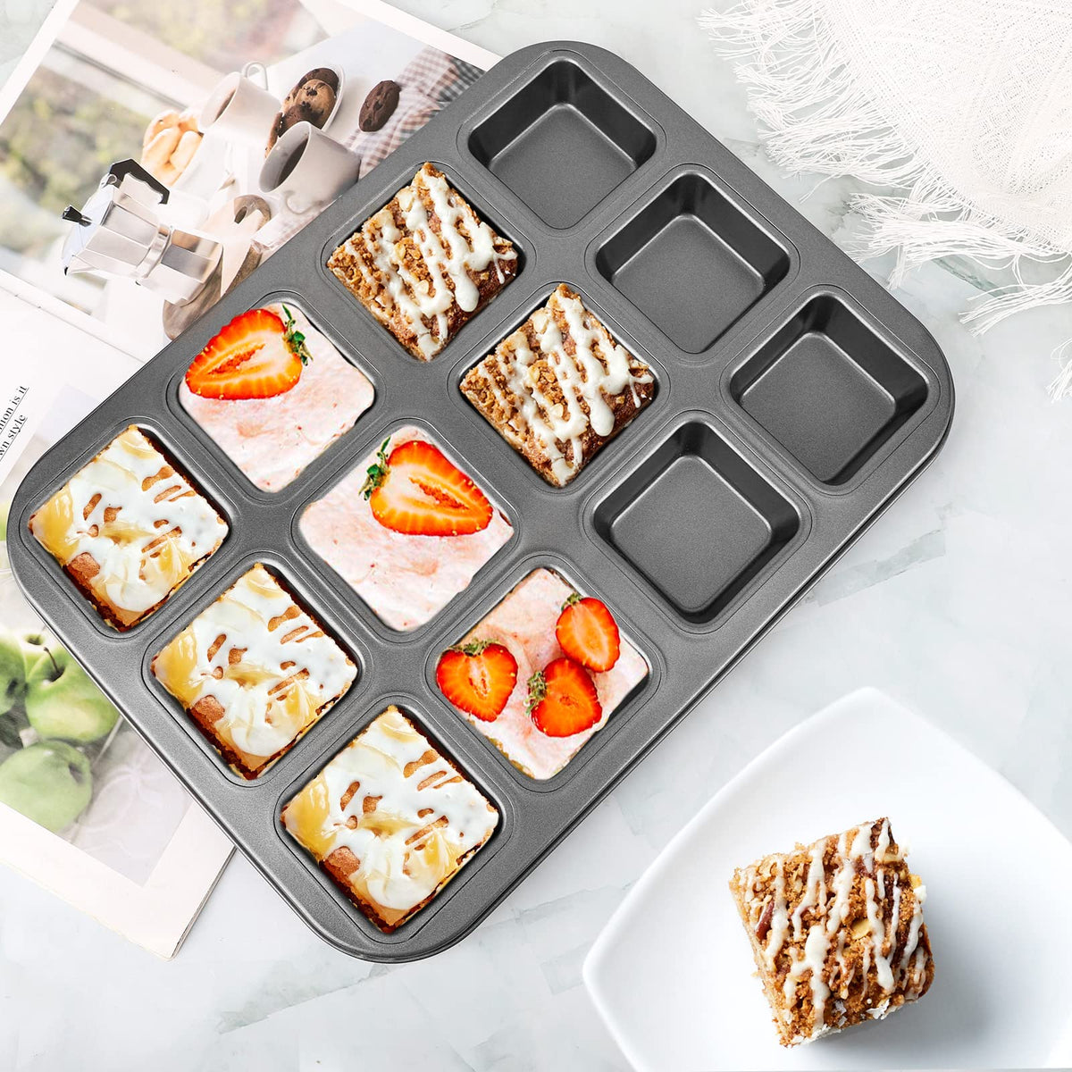 Beasea oven baking tray with 12 cavities for efficient batch cooking.
