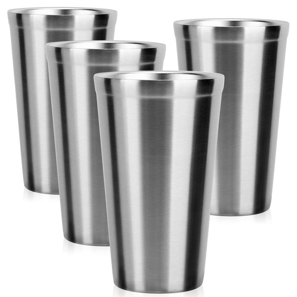 Beasea 16oz stackable stainless steel cups for compact four-pack storage