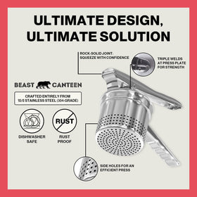 Beast Canteen ergonomic handle provides a comfortable, fatigue-free mashing experience