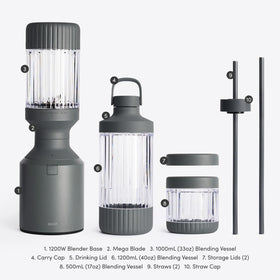 BEAST Mega 1200+ premium spill-proof lids for direct sipping.