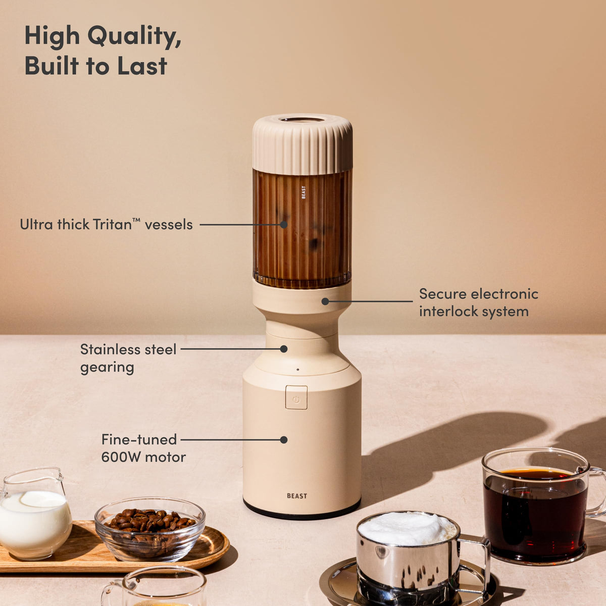 BEAST The Beast Mini Blender 600W motor label highlighting powerful blending capability