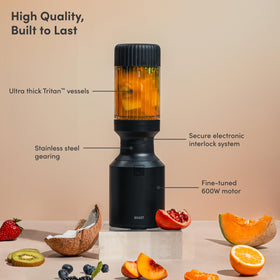 BEAST Mini Blender drinking lid enables on-the-go sipping.