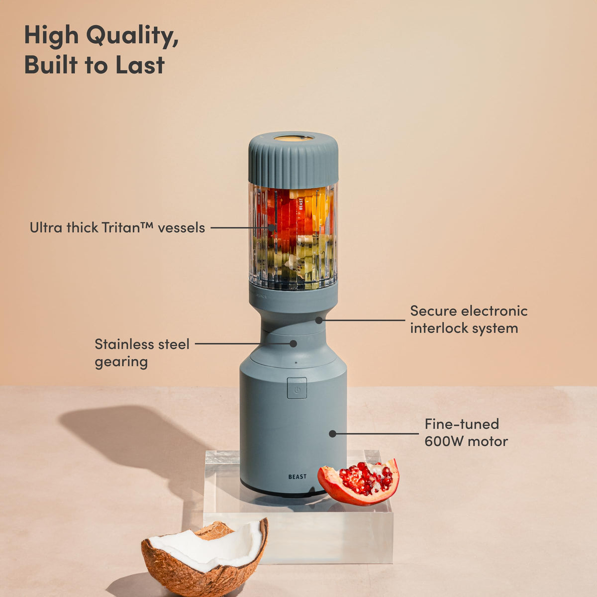 BEAST The Beast Mini Blender Plus dressings and sauces emulsified easily.