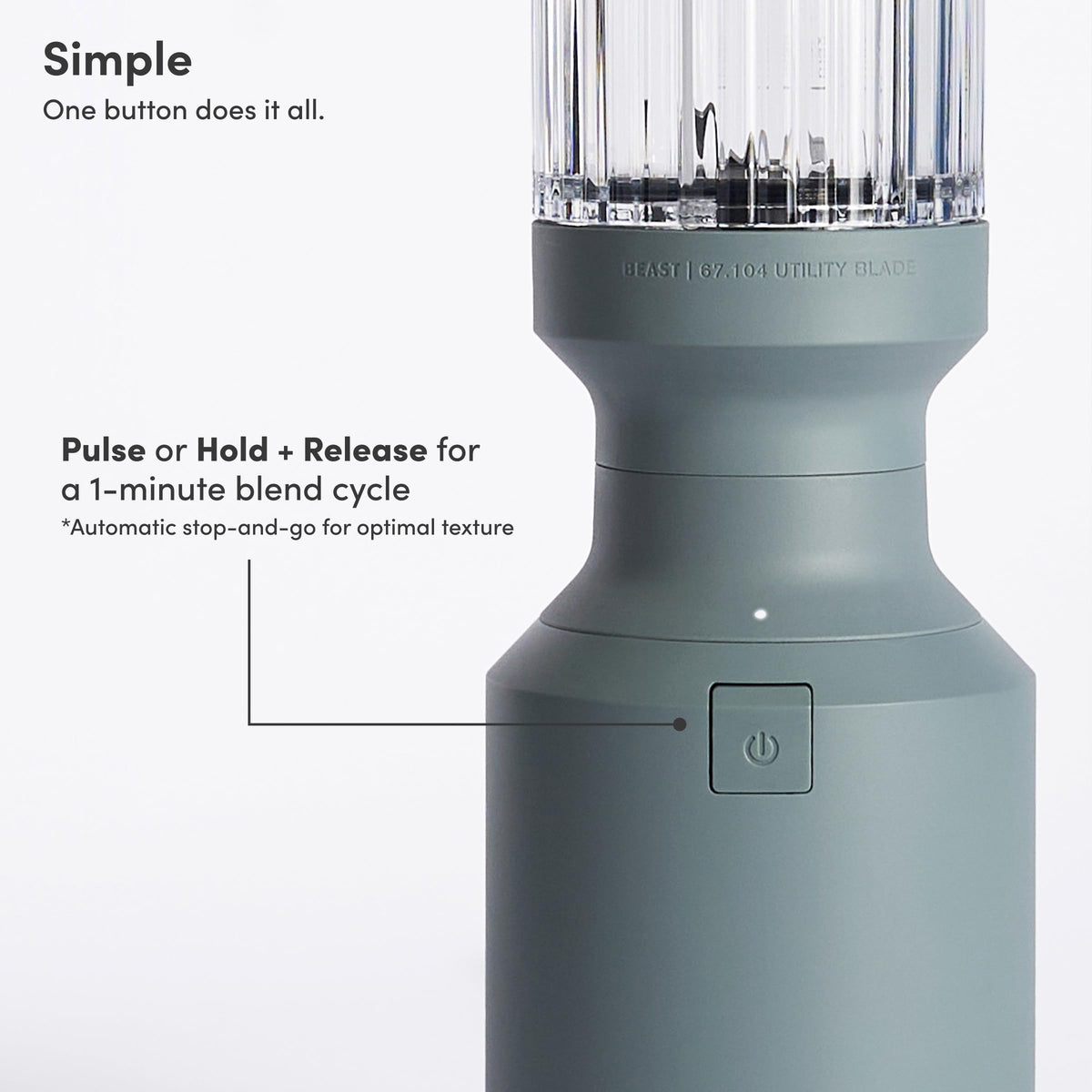 BEAST The Beast Mini Blender Plus drinking lid with carry cap enables portable blending.