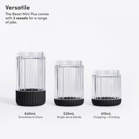 The Beast Mini Blender Plus drinking lid enables quick, portable blends.