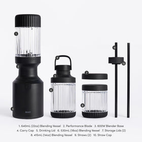 The Beast Mini Blender Plus on-the-go cap supports portable blending.