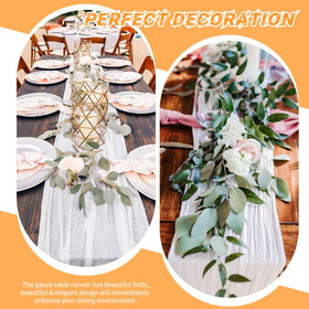 Beautane baby shower table decor runner creates light, airy ambiance.