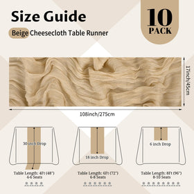 Beautane beige boho gauze runner—pleats add texture to bridal showers.