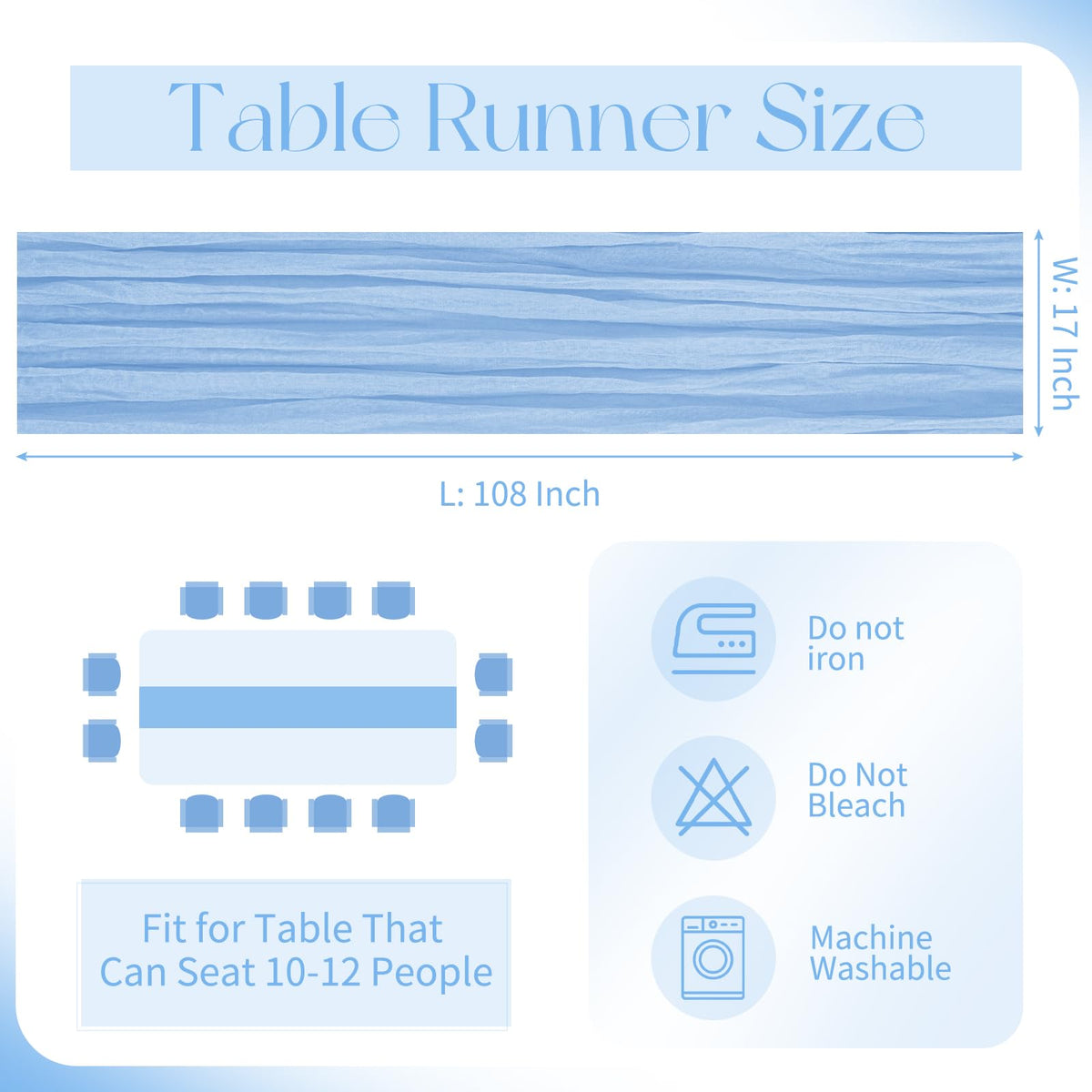 Beautane boho gauze table runner with crinkle texture adds romantic ambiance.