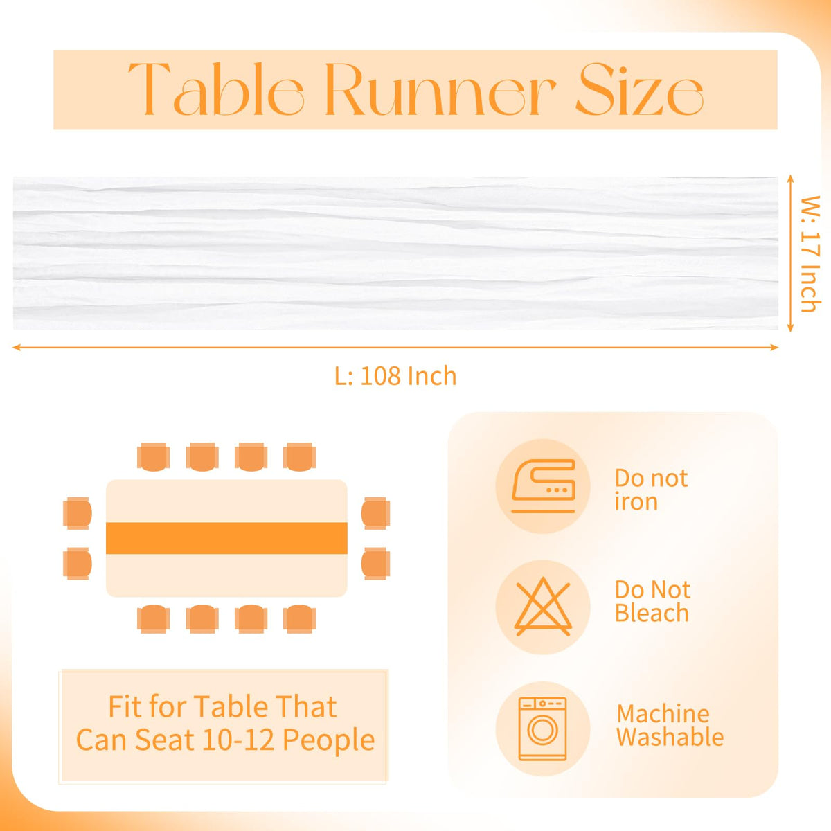 Beautane boho gauze texture table runner with soft crinkle finish for romantic decor.