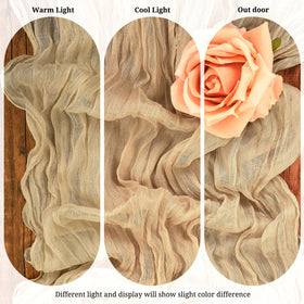Beautane 9ft table runner showcases semi-sheer fabric for ambient lighting.