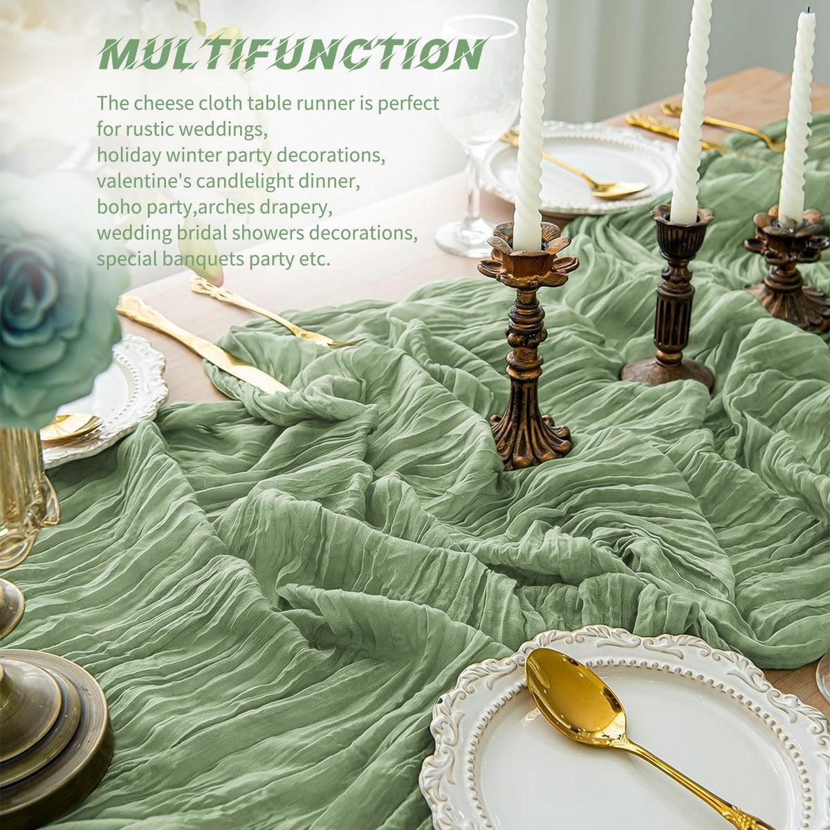 Beautane chairs sash and decor option using the table runner gracefully.