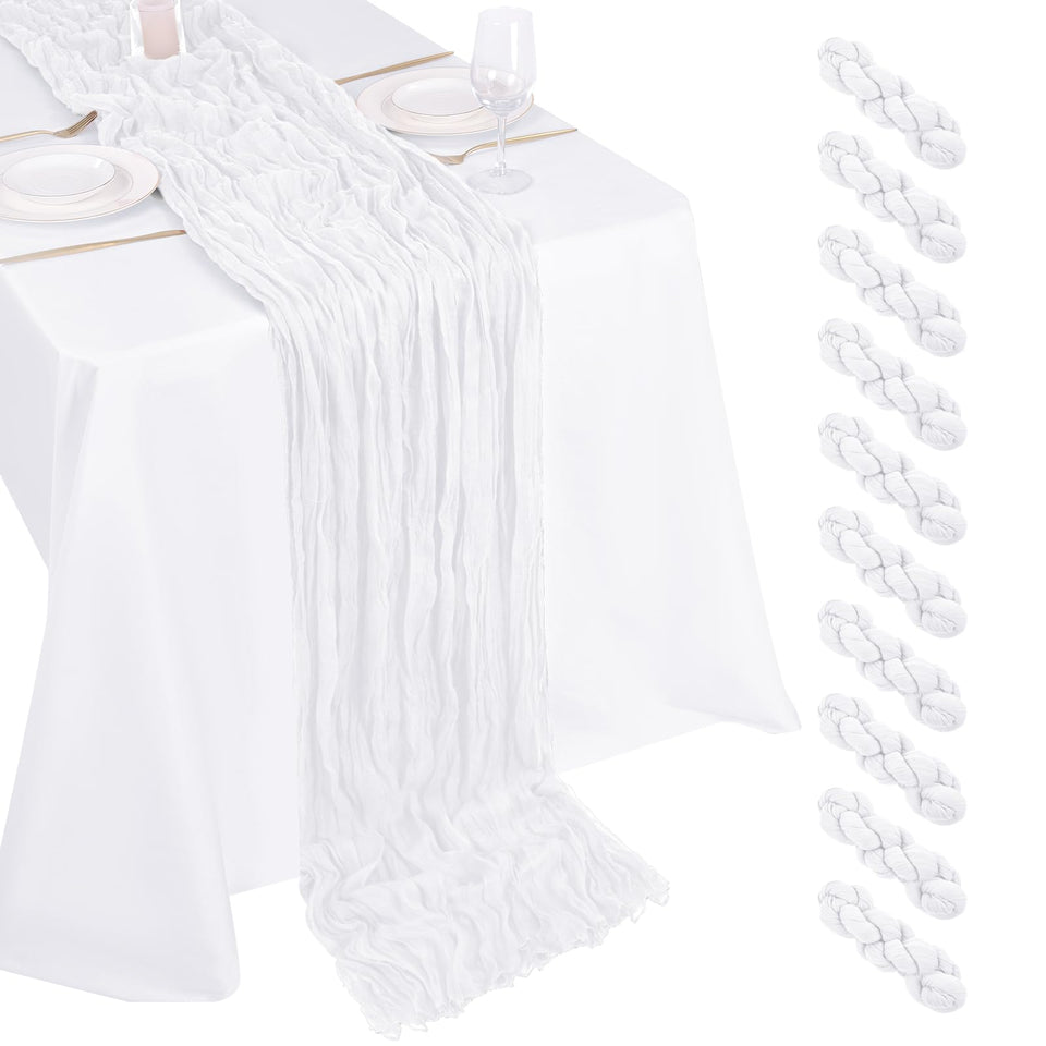 Beautane cheesecloth table runner, 17x108 inches, ideal for elegant wedding tables.
