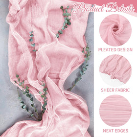 Beautane cheesecloth table runner shows seamless edges for elegant banquet tables.