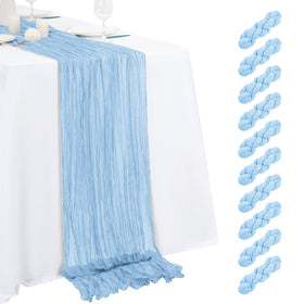 Beautane cheesecloth table runner pack 9ft creates a long, elegant centerpiece.
