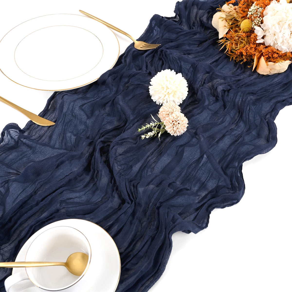Beautane pleated-design cheesecloth runner adding subtle boho sophistication.