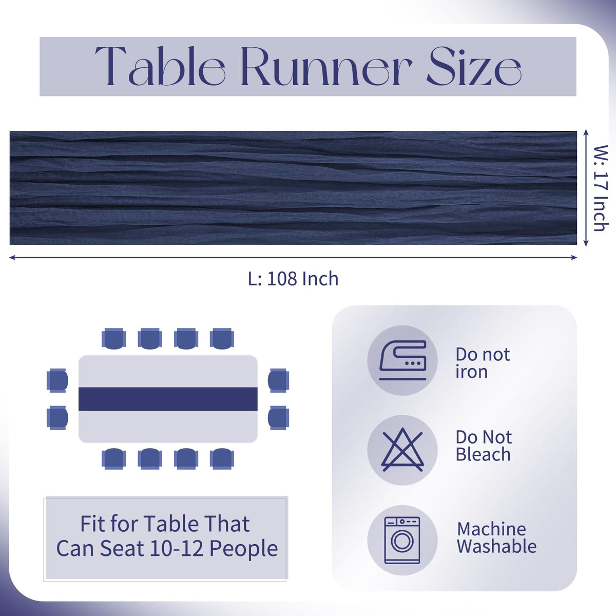 Beautane cheesecloth table runner with soft crinkle texture for rustic ambiance.