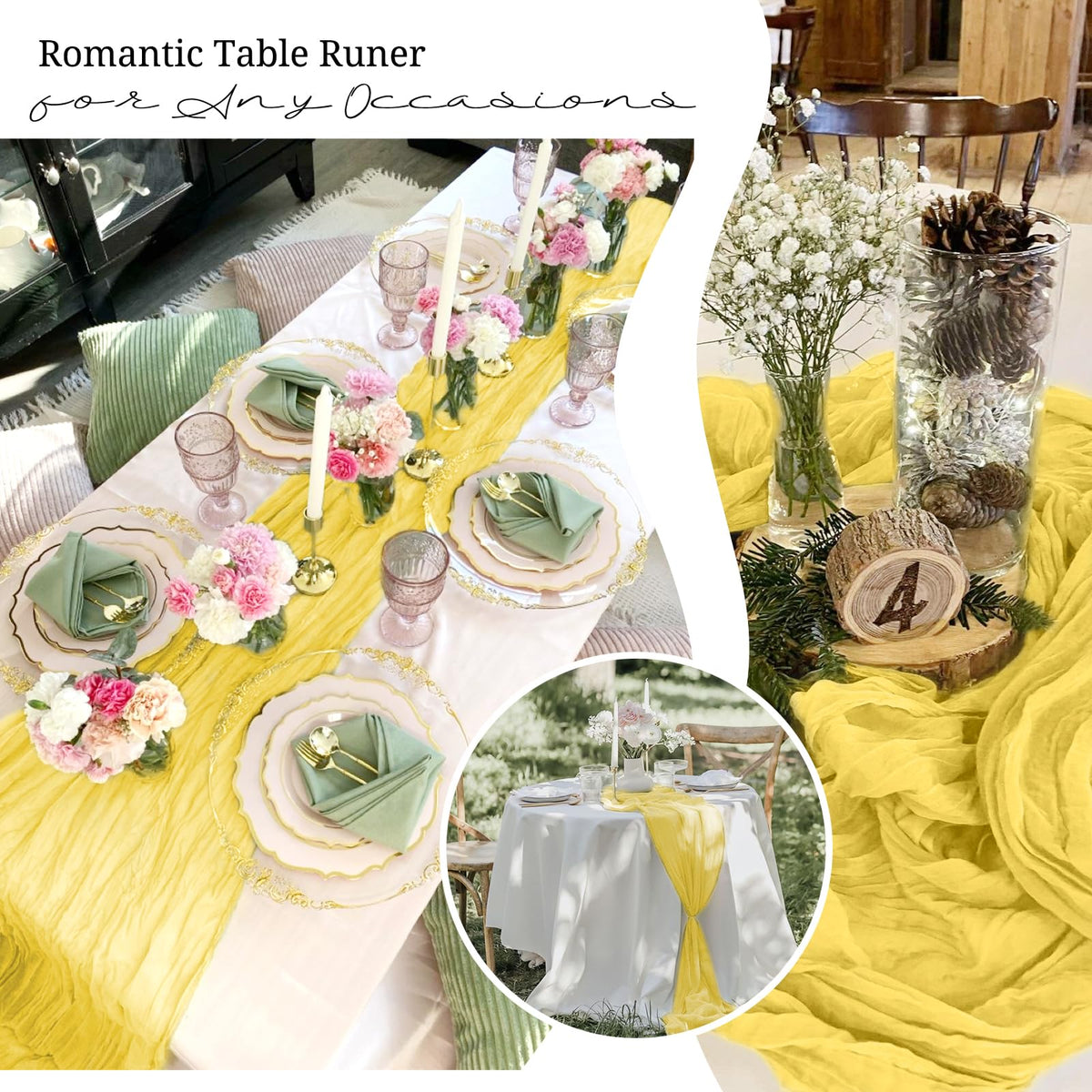 Beautane dining-table runner provides versatile length for extended tables.