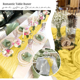Beautane dining-table runner provides versatile length for extended tables.