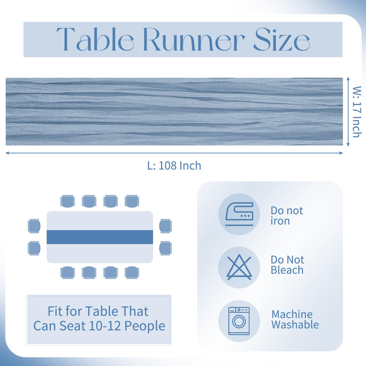 Beautane cheesecloth runner shows crinkle texture for romantic table setting.