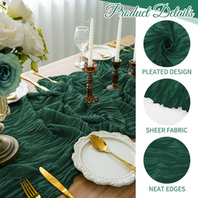 Beautane cheesecloth runner adds romantic texture to banquet tables.