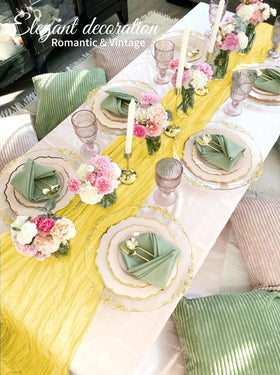 Beautane home decor cheesecloth runner enhances mantel or curtains with soft drape.