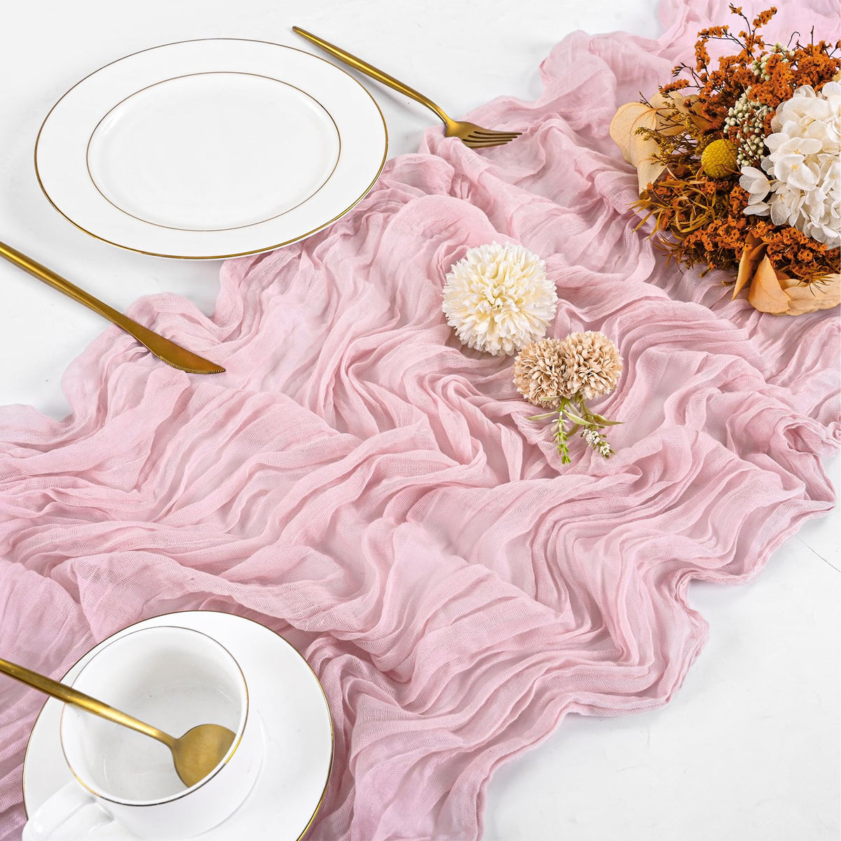 Beautane table runner styled as a chair sash for festive tables