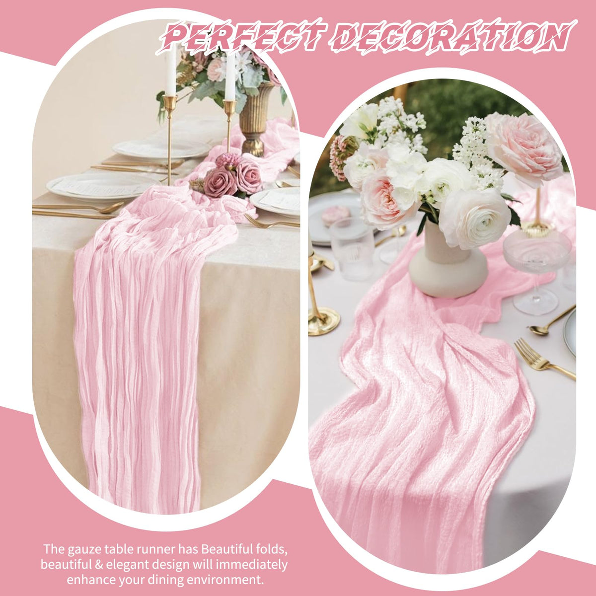 Beautane 17x108 inch runner used as decorative gift wrap accents