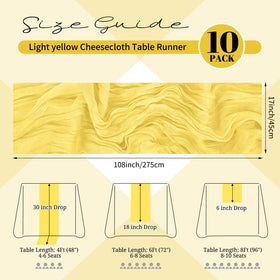 Beautane nine-foot light yellow cheesecloth runner ideal for long tables and backdrops.