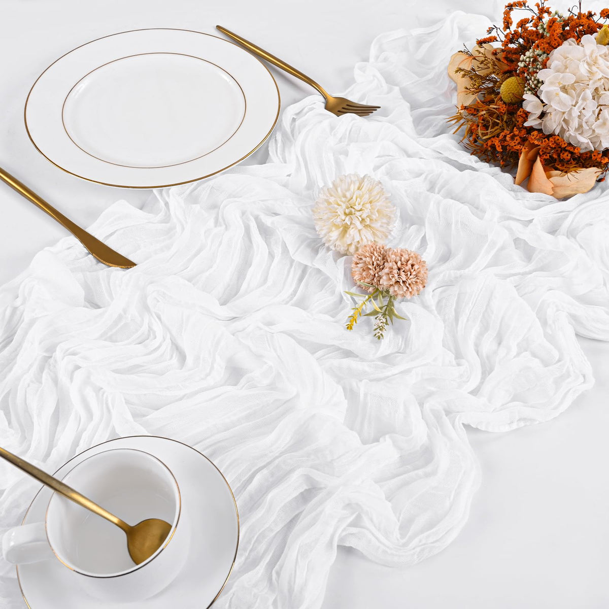Beautane pack of 10 cheesecloth runners for versatile event styling.
