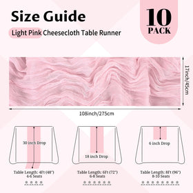 Beautane rose pink cheesecloth runner enhances bridal shower decor.