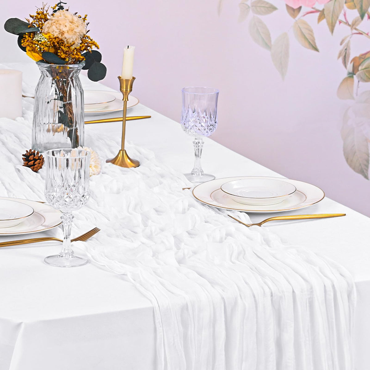 Beautane wedding backdrop drape using cheesecloth for seamless setup.